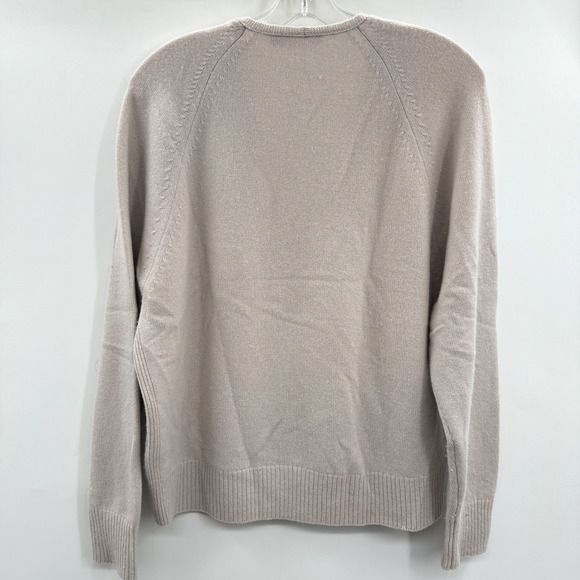 Vince 100% Cashmere V-Neck Sweater Sz L Taupe Tan Quiet Luxury Old Money Office - Picture 2 of 12